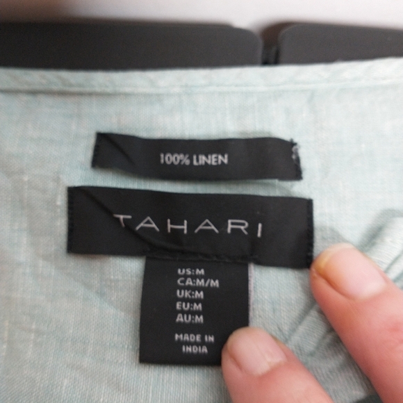 ☀️Tahari Linen Green Tunic, size M - Picture 2 of 6